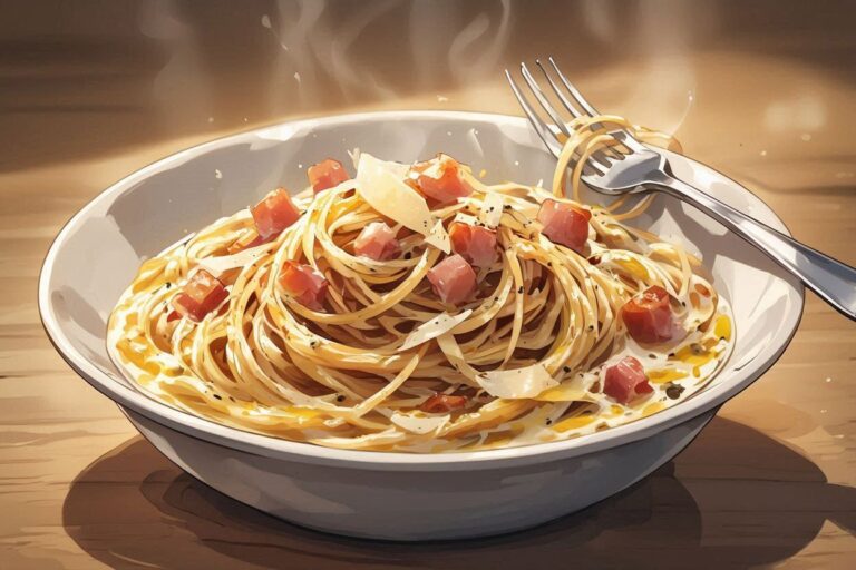 スパゲッティ・カルボナーラ・パスタのイラスト素材｜商用利用可