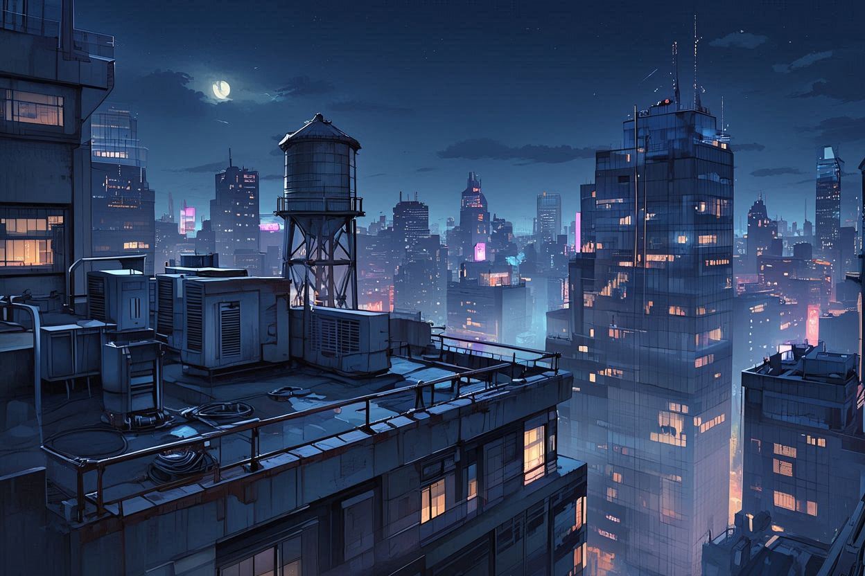 都市・空・水塔のイラスト素材