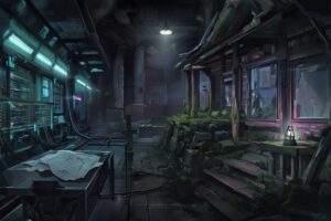 部屋・廃墟・電光のイラスト素材｜商用利用可