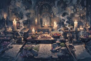 部屋・祭壇・燭台のイラスト素材｜商用利用可