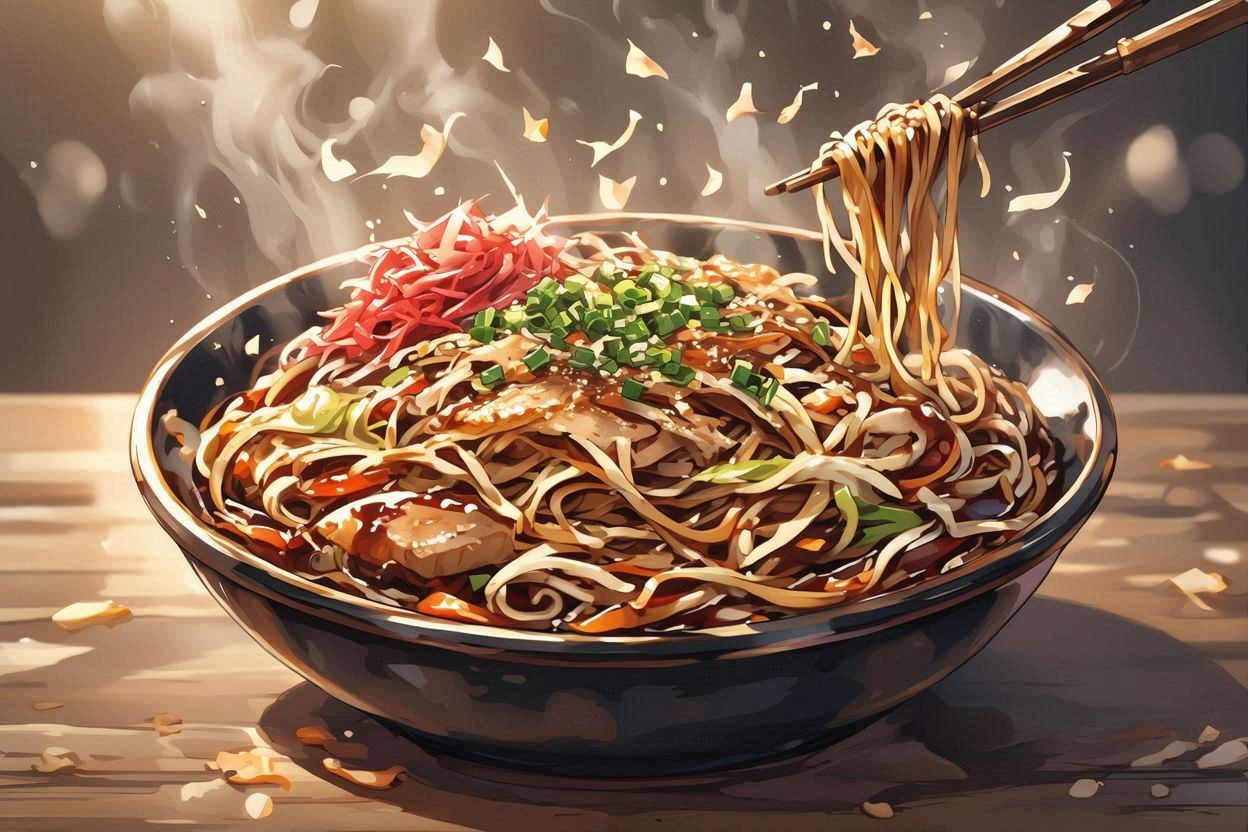 ラーメン・スープ麺・お好み焼きのイラスト素材