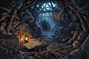 洞窟・樽・火灯のイラスト素材｜商用利用可