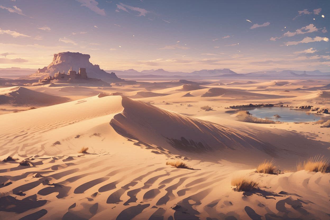 砂漠・砂丘・湖のイラスト素材