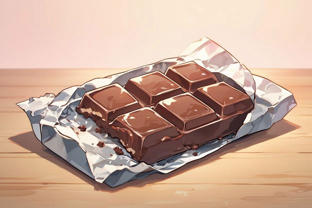 チョコレート・包装紙・木製テーブルのイラスト素材