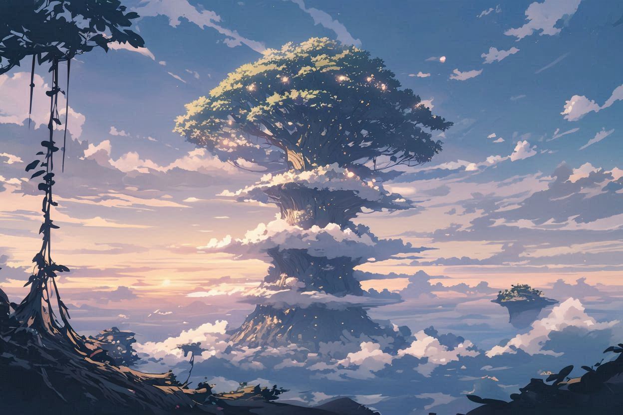 木・空・雲のイラスト素材