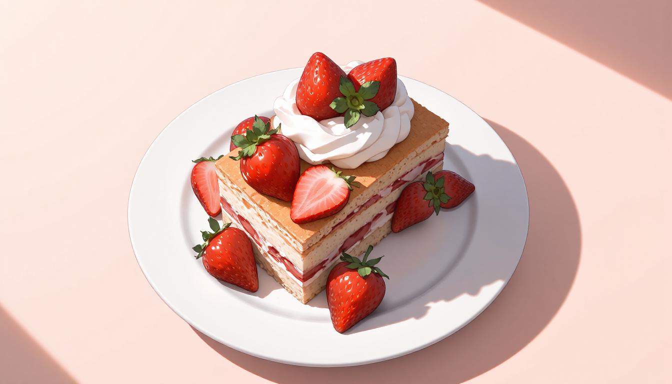 ショートケーキ・イチゴ・クリームのイラスト素材