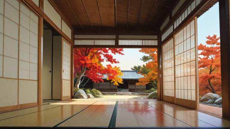 和室・秋の木・庭のイラスト素材｜商用利用可